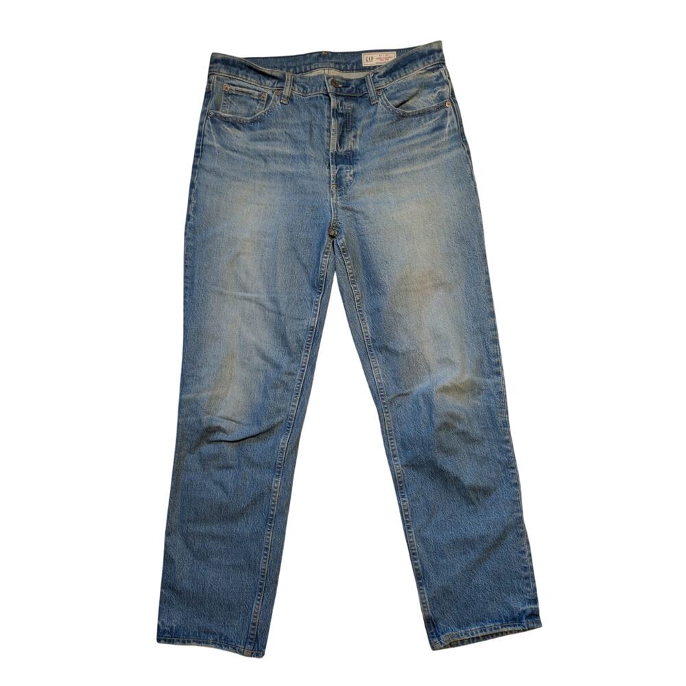 GAP Women's Blue Wash Denim Cheeky Straight High Rise Jeans Size 31/12 Long